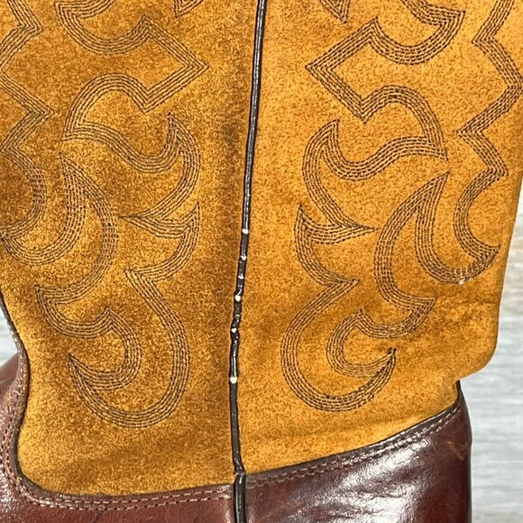 J.Chisholm Women's USA Brown Leather Suede Pointed Toe Western Boots Size 7.5 M - Picture 2 of 14